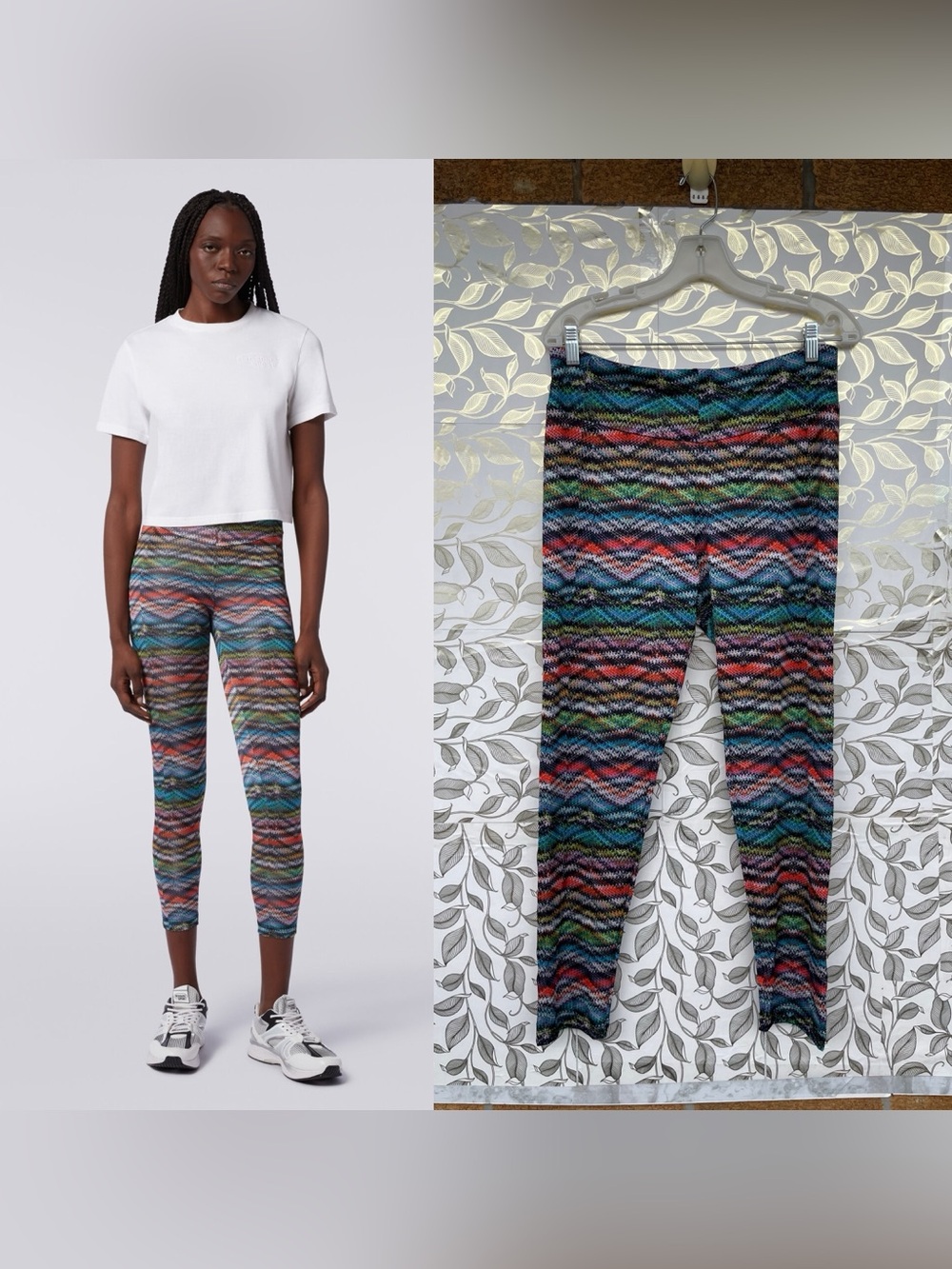 Missoni Sport Chevron Leggings XL Multicolored Zig Zag Knit Aesthetic